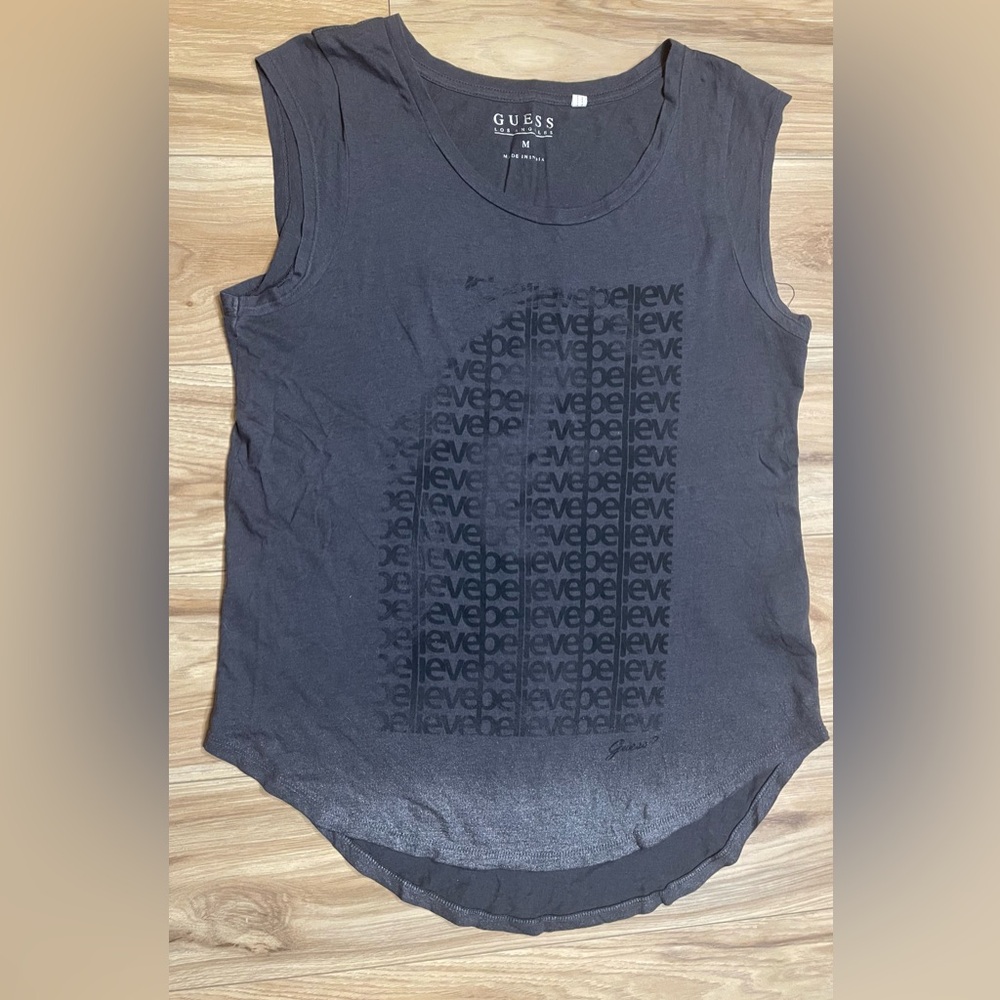 Guess Believe Charcoal Ombré Tee Gently Used
